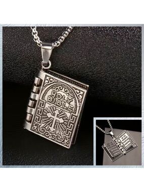 Holy Bible with The Lord's Prayer Necklace / Pendant #858